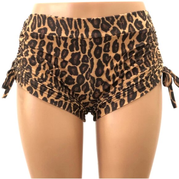 Cheetah Animal Print Hot Yoga Short Swim- High Waist Short- Made in USA NEW - Picture 7 of 8
